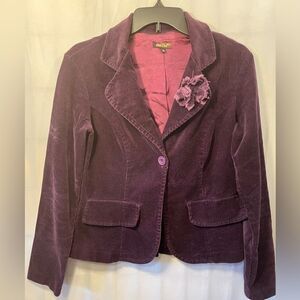 Luna Chix Purple Corduroy Jacket W/Flower
